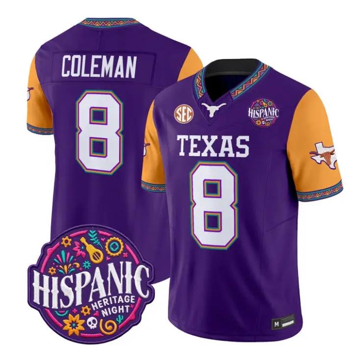 Cam Coleman Jersey #8 Texas Longhorns 2026 Latino Heritage All Stitched by My Store NCAA Football Jerseys