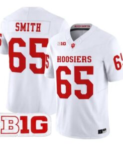 Carter_Smith_Jersey_65_Indiana_Hoosiers_2026_Limited_All_Stitched_White - Malcom Terry Carter Smith Jersey #65 Indiana Hoosiers 2026 Limited All Stitched by My Store NCAA Football Jerseys