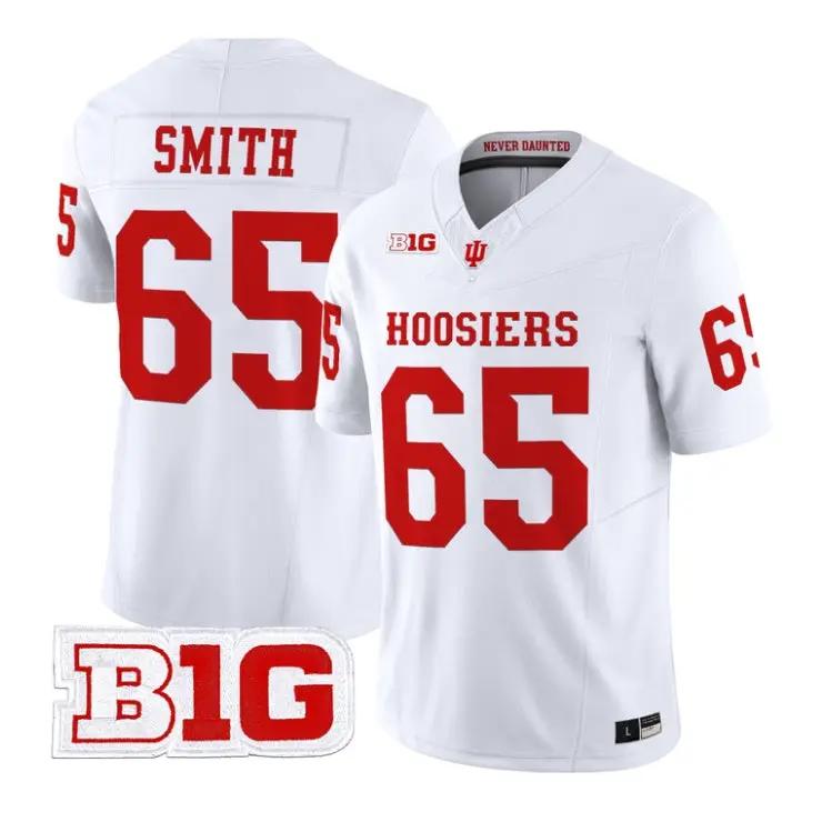 Carter_Smith_Jersey_65_Indiana_Hoosiers_2026_Limited_All_Stitched_White - Malcom Terry Carter Smith Jersey #65 Indiana Hoosiers 2026 Limited All Stitched by My Store NCAA Football Jerseys