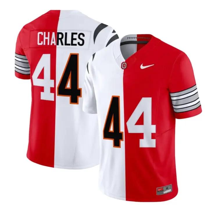 CharlesJersey_44OhioStateBuckeyes_CincinnatiBengalsSplitVaporStitched - Malcom Terry Charles Jersey #44 Ohio State Buckeyes & Cincinnati Bengals Split Vapor Stitched by My Store NCAA Football Jerseys