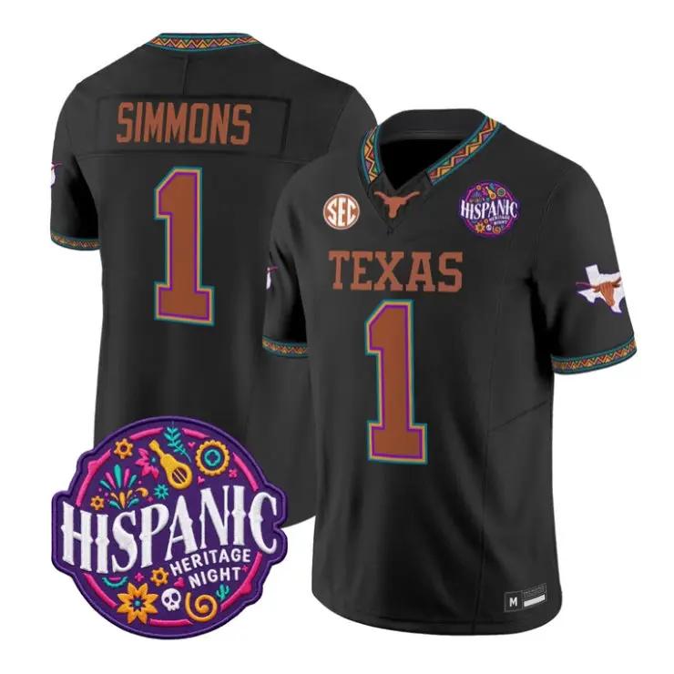 Colin Simmons Jersey #1 Texas Longhorns 2026 Latino Heritage Stitched by My Store NCAA Football Jerseys
