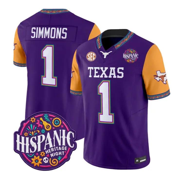 Colin Simmons Jersey #1 Texas Longhorns 2026 Latino Heritage Stitched by My Store NCAA Football Jerseys