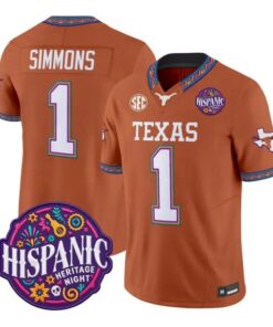 Colin Simmons Jersey #1 Texas Longhorns 2026 Latino Heritage Stitched by My Store NCAA Football Jerseys
