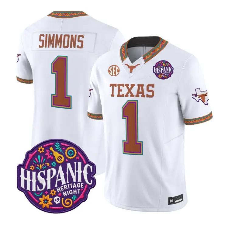 Colin Simmons Jersey #1 Texas Longhorns 2026 Latino Heritage Stitched by My Store NCAA Football Jerseys