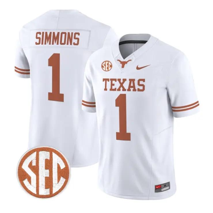 Colin Simmons Jersey #1 Texas Longhorns 2026 Vapor Limited Stitched by My Store NCAA Football Jerseys