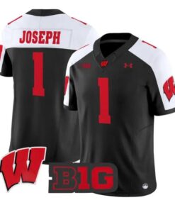 Colton_Joseph_Jersey_1_Wisconsin_Badgers_2026_Limited_All_Stitched_Black_Alter - Malcom Terry Colton Joseph Jersey #1 Wisconsin Badgers 2026 Limited All Stitched by My Store NCAA Football Jerseys