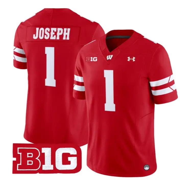 Colton Joseph Jersey #1 Wisconsin Badgers 2026 Limited All Stitched by My Store NCAA Football Jerseys