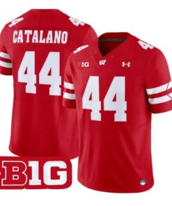 Cooper_Catalano_Jersey_44_Wisconsin_Badgers_2026_Limited_Stitched_Red - Malcom Terry Cooper Catalano Jersey #44 Wisconsin Badgers 2026 Limited Stitched by My Store NCAA Football Jerseys
