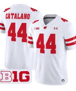 Cooper_Catalano_Jersey_44_Wisconsin_Badgers_2026_Limited_Stitched_White - Malcom Terry Cooper Catalano Jersey #44 Wisconsin Badgers 2026 Limited Stitched by My Store NCAA Football Jerseys
