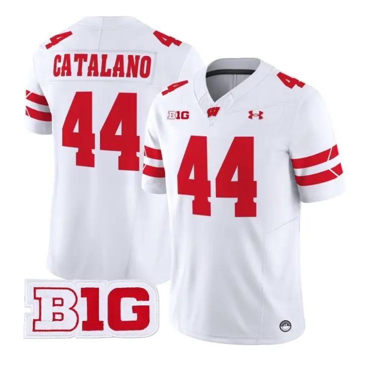 Cooper_Catalano_Jersey_44_Wisconsin_Badgers_2026_Limited_Stitched_White - Malcom Terry Cooper Catalano Jersey #44 Wisconsin Badgers 2026 Limited Stitched by My Store NCAA Football Jerseys