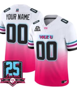 CustomFloridaInternationalPanthersJersey2026PinkViceFootballStitched - Malcom Terry Custom Florida International Panthers Jersey 2026 Pink Vice Football Stitched by My Store NCAA Football Jerseys
