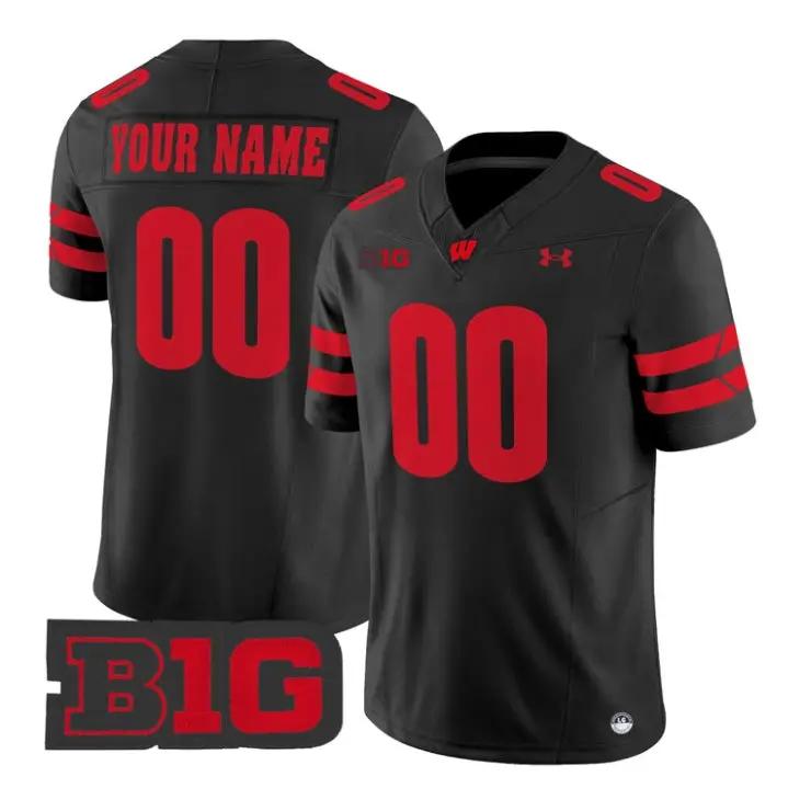 Custom_Wisconsin_Badgers_Jersey_Name_And_Number_2026_Vapor_Stitched_Black - Malcom Terry Custom Wisconsin Badgers Jersey Name And Number 2026 Vapor Stitched by My Store NCAA Football Jerseys