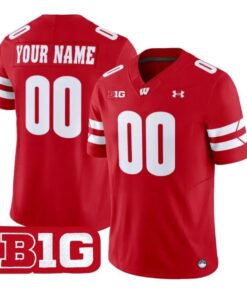 Custom_Wisconsin_Badgers_Jersey_Name_And_Number_2026_Vapor_Stitched_Red - Malcom Terry Custom Wisconsin Badgers Jersey Name And Number 2026 Vapor Stitched by My Store NCAA Football Jerseys