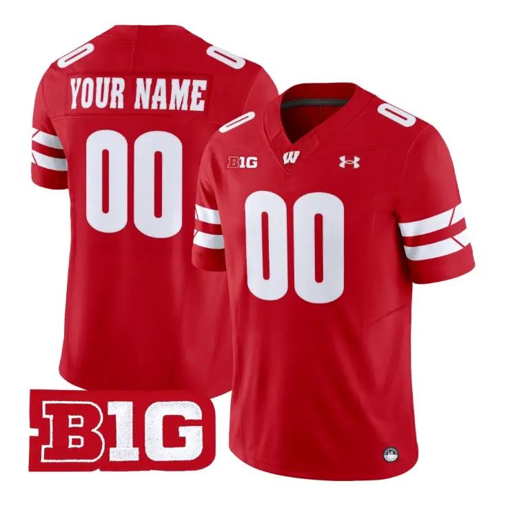 Custom_Wisconsin_Badgers_Jersey_Name_And_Number_2026_Vapor_Stitched_Red - Malcom Terry Custom Wisconsin Badgers Jersey Name And Number 2026 Vapor Stitched by My Store NCAA Football Jerseys