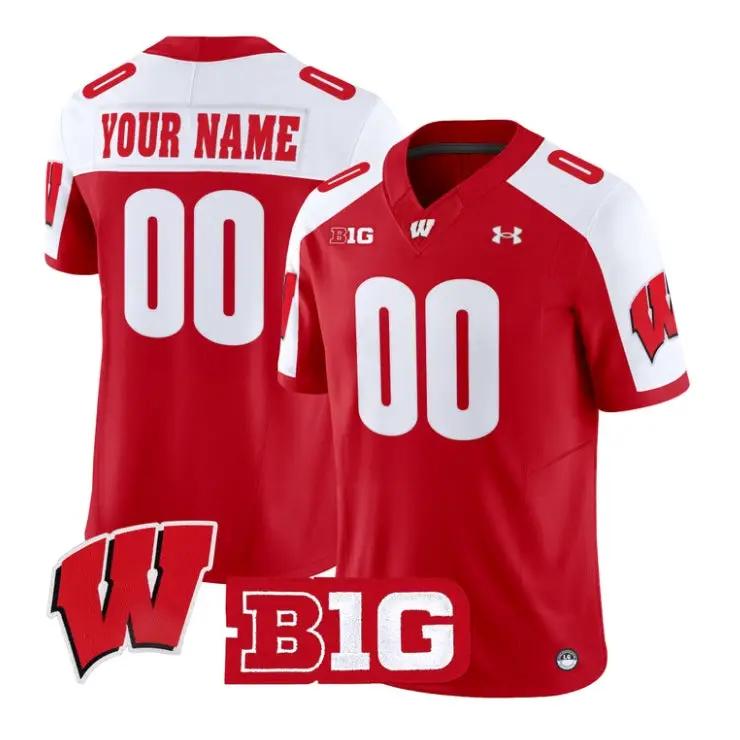 Custom_Wisconsin_Badgers_Jersey_Name_And_Number_2026_Vapor_Stitched_Red_Alter - Malcom Terry Custom Wisconsin Badgers Jersey Name And Number 2026 Vapor Stitched by My Store NCAA Football Jerseys