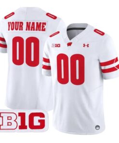 Custom_Wisconsin_Badgers_Jersey_Name_And_Number_2026_Vapor_Stitched_White - Malcom Terry Custom Wisconsin Badgers Jersey Name And Number 2026 Vapor Stitched by My Store NCAA Football Jerseys