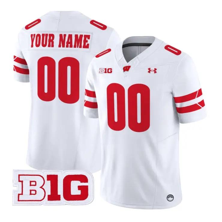 Custom_Wisconsin_Badgers_Jersey_Name_And_Number_2026_Vapor_Stitched_White - Malcom Terry Custom Wisconsin Badgers Jersey Name And Number 2026 Vapor Stitched by My Store NCAA Football Jerseys