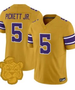 DJ Pickett Jersey #5 LSU Tigers 2026 Gridiron Gold Throwback Football Stitched by My Store NCAA Football Jerseys