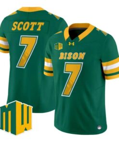 DJ Scott Jersey #7 North Dakota State Bison 2026 Code Green Limited All Stitched by My Store NCAA Football Jerseys