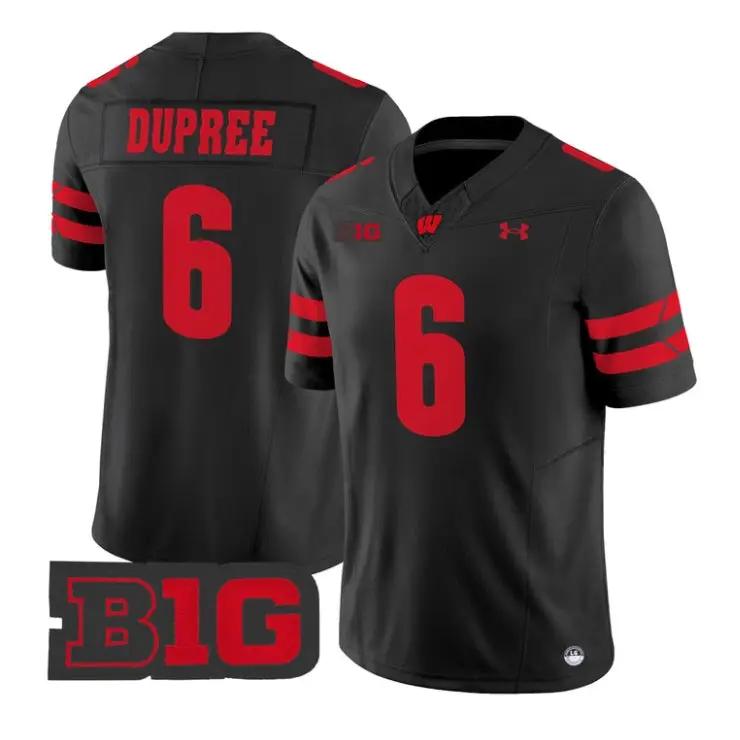 Darrion_Dupree_Jersey_6_Wisconsin_Badgers_2026_Limited_All_Stitched_Black - Malcom Terry Darrion Dupree Jersey #6 Wisconsin Badgers 2026 Limited All Stitched by My Store NCAA Football Jerseys