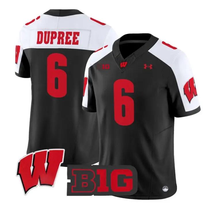 Darrion_Dupree_Jersey_6_Wisconsin_Badgers_2026_Limited_All_Stitched_Black_Alter - Malcom Terry Darrion Dupree Jersey #6 Wisconsin Badgers 2026 Limited All Stitched by My Store NCAA Football Jerseys