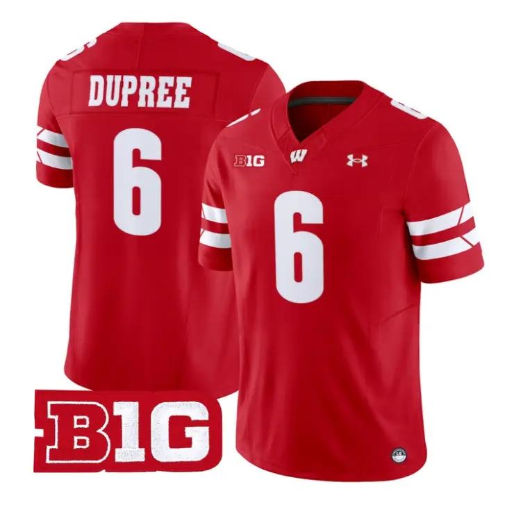 Darrion_Dupree_Jersey_6_Wisconsin_Badgers_2026_Limited_All_Stitched_Red - Malcom Terry Darrion Dupree Jersey #6 Wisconsin Badgers 2026 Limited All Stitched by My Store NCAA Football Jerseys