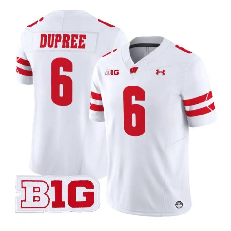 Darrion_Dupree_Jersey_6_Wisconsin_Badgers_2026_Limited_All_Stitched_White - Malcom Terry Darrion Dupree Jersey #6 Wisconsin Badgers 2026 Limited All Stitched by My Store NCAA Football Jerseys