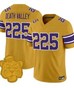 Death Valley Jersey #225 LSU Tigers 2026 Gridiron Gold Throwback Vapor Stitched by My Store NCAA Football Jerseys