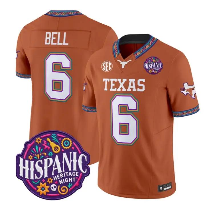 Dia Bell Jersey #6 Texas Longhorns 2026 Latino Heritage Month Stitched by My Store NCAA Football Jerseys