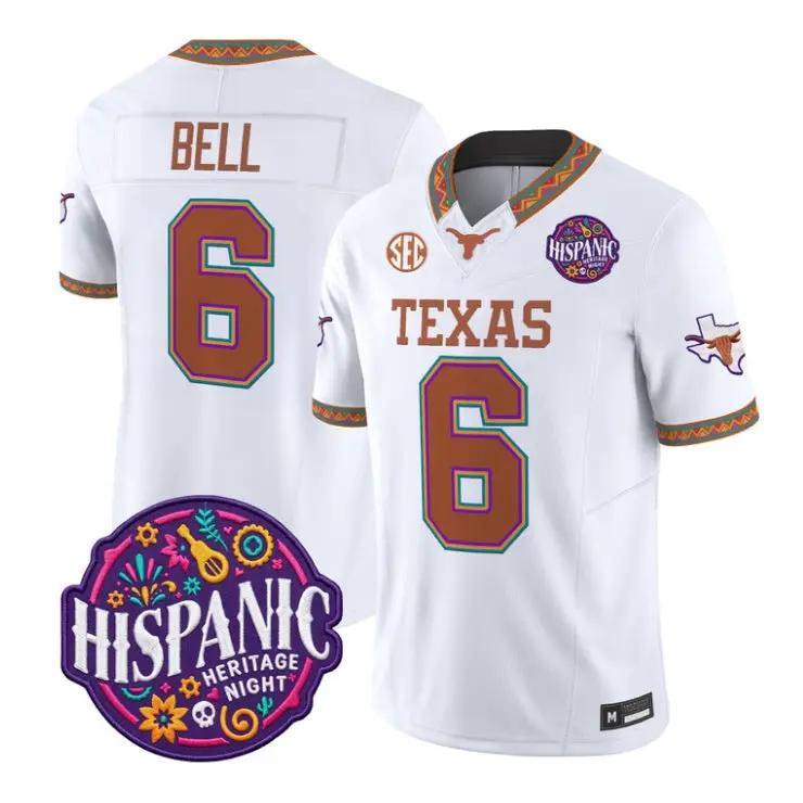Dia Bell Jersey #6 Texas Longhorns 2026 Latino Heritage Month Stitched by My Store NCAA Football Jerseys