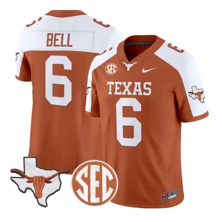 Dia Bell Jersey #6 Texas Longhorns 2026 Vapor Limited All Stitched by My Store NCAA Football Jerseys