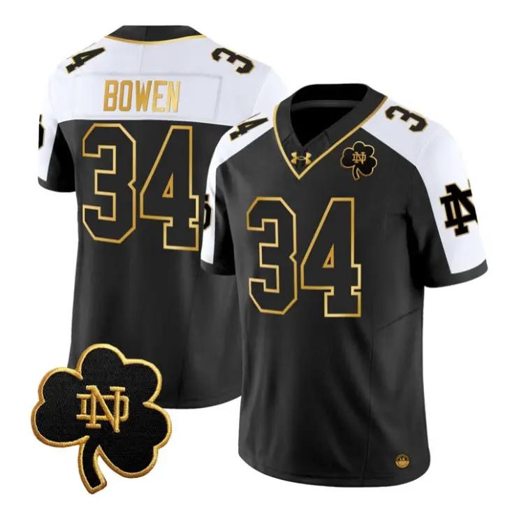 Drayk Bowen Jersey #34 Notre Dame Fighting Irish 2026 Stitched by My Store NCAA Football Jerseys