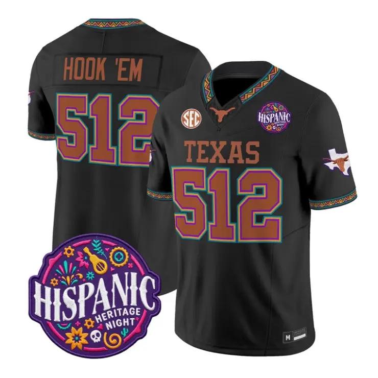 Hook 'Em Jersey #512 Texas Longhorns 2026 Latino Heritage All Stitched by My Store NCAA Football Jerseys