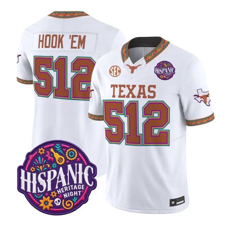 Hook 'Em Jersey #512 Texas Longhorns 2026 Latino Heritage All Stitched by My Store NCAA Football Jerseys