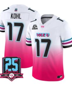 JJKohlJersey_17FloridaInternationalPanthers2026PinkViceVaporStitched - Malcom Terry JJ Kohl Jersey #17 Florida International Panthers 2026 Pink Vice Vapor Stitched by My Store NCAA Football Jerseys