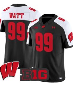 JJ_Watt_Jersey_99_Wisconsin_Badgers_2026_Vapor_Limited_Stitched_Black_Alter - Malcom Terry J.J. Watt Jersey #99 Wisconsin Badgers 2026 Vapor Limited Stitched by My Store NCAA Football Jerseys
