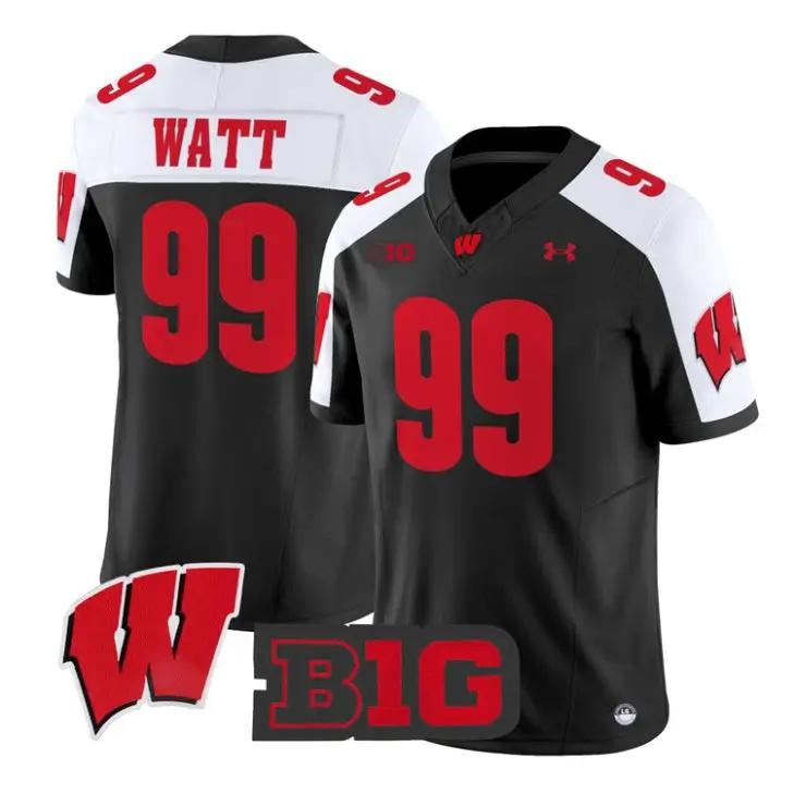 JJ_Watt_Jersey_99_Wisconsin_Badgers_2026_Vapor_Limited_Stitched_Black_Alter - Malcom Terry J.J. Watt Jersey #99 Wisconsin Badgers 2026 Vapor Limited Stitched by My Store NCAA Football Jerseys