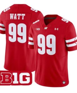 JJ_Watt_Jersey_99_Wisconsin_Badgers_2026_Vapor_Limited_Stitched_Red - Malcom Terry J.J. Watt Jersey #99 Wisconsin Badgers 2026 Vapor Limited Stitched by My Store NCAA Football Jerseys