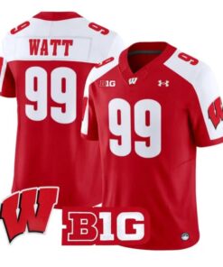 JJ_Watt_Jersey_99_Wisconsin_Badgers_2026_Vapor_Limited_Stitched_Red_Alter - Malcom Terry J.J. Watt Jersey #99 Wisconsin Badgers 2026 Vapor Limited Stitched by My Store NCAA Football Jerseys