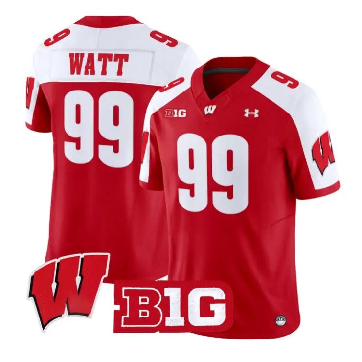 JJ_Watt_Jersey_99_Wisconsin_Badgers_2026_Vapor_Limited_Stitched_Red_Alter - Malcom Terry J.J. Watt Jersey #99 Wisconsin Badgers 2026 Vapor Limited Stitched by My Store NCAA Football Jerseys