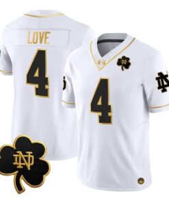 Jeremiyah Love Jersey #4 Notre Dame Fighting Irish 2026 Stitched by My Store NCAA Football Jerseys