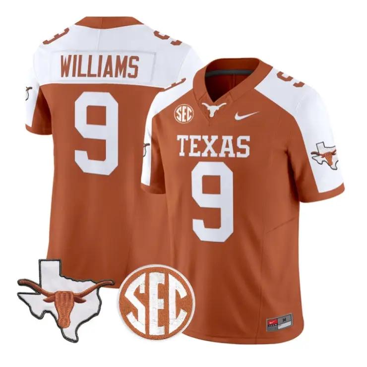 Jonah Williams Jersey #9 Texas Longhorns 2026 Limited All Stitched by My Store NCAA Football Jerseys