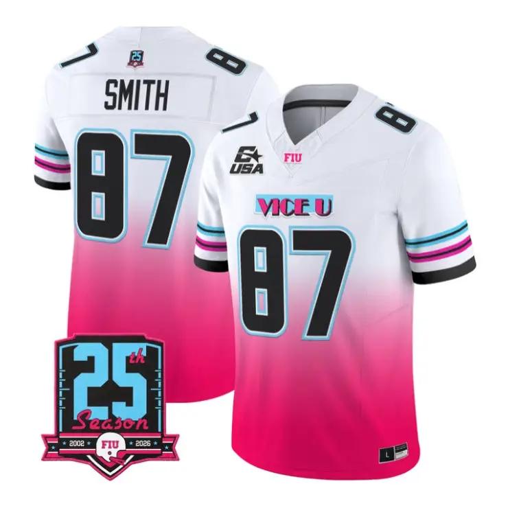 JonnuSmithJersey_87FloridaInternationalPanthers2026PinkViceStitched - Malcom Terry Jonnu Smith Jersey #87 Florida International Panthers 2026 Pink Vice Stitched by My Store NCAA Football Jerseys