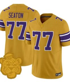 Jordan Seaton Jersey #77 LSU Tigers 2026 Gridiron Gold Throwback Vapor Stitched by My Store NCAA Football Jerseys