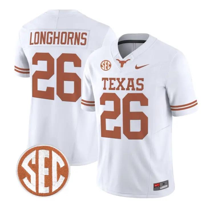 Longhorns Jersey #26 Texas Longhorns 2026 Football Limited Stitched by My Store NCAA Football Jerseys