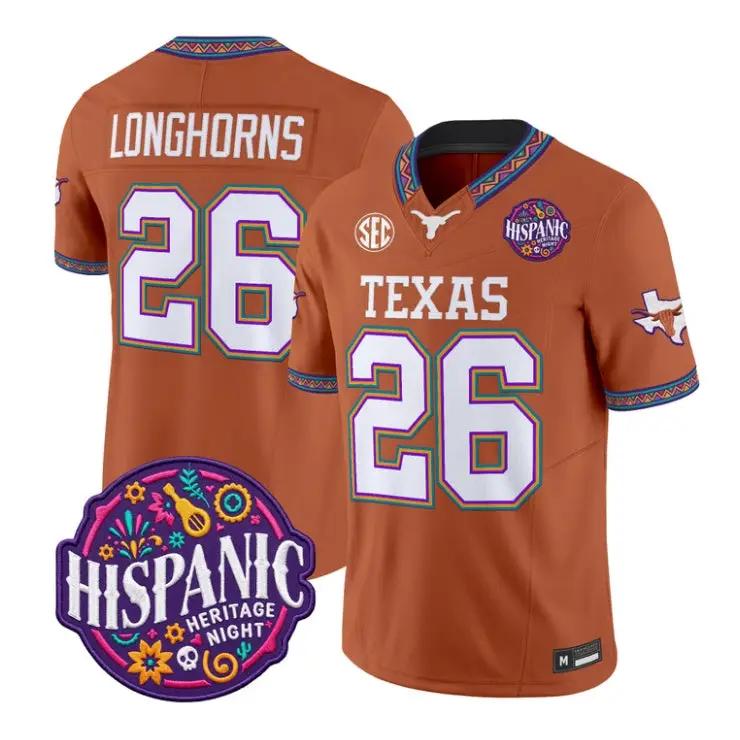 Longhorns Jersey #26 Texas Longhorns 2026 Latino Heritage All Stitched by My Store NCAA Football Jerseys