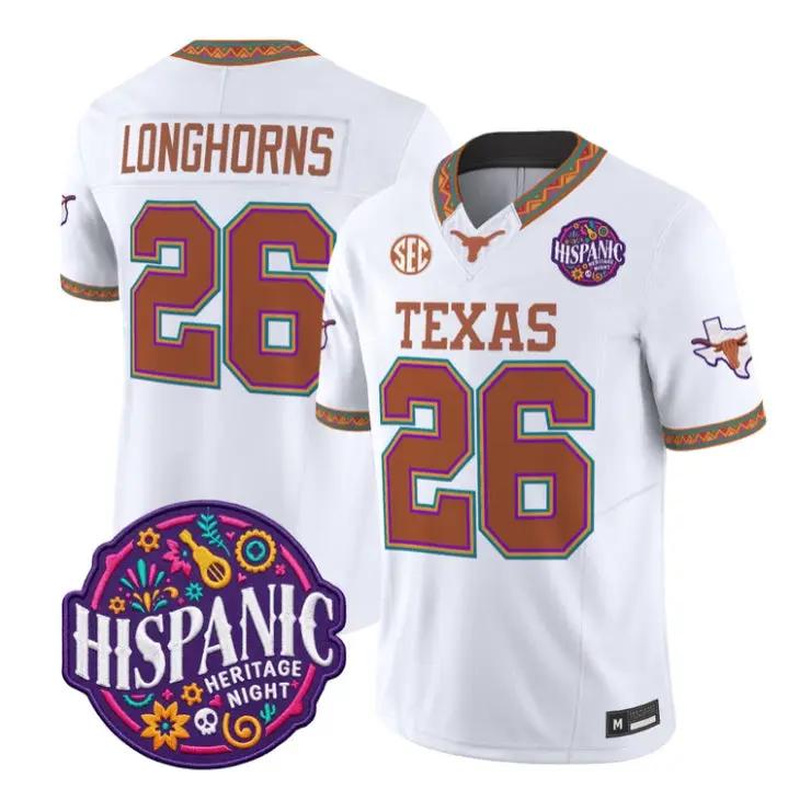 Longhorns Jersey #26 Texas Longhorns 2026 Latino Heritage All Stitched by My Store NCAA Football Jerseys
