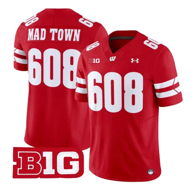 Mad Town Jersey #608 Wisconsin Badgers 2026 Vapor Limited Stitched by My Store NCAA Football Jerseys