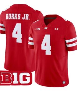 Marvin_Burks_Jr_Jersey_4_Wisconsin_Badgers_2026_Vapor_All_Stitched_Red - Malcom Terry Marvin Burks Jr Jersey #4 Wisconsin Badgers 2026 Vapor All Stitched by My Store NCAA Football Jerseys