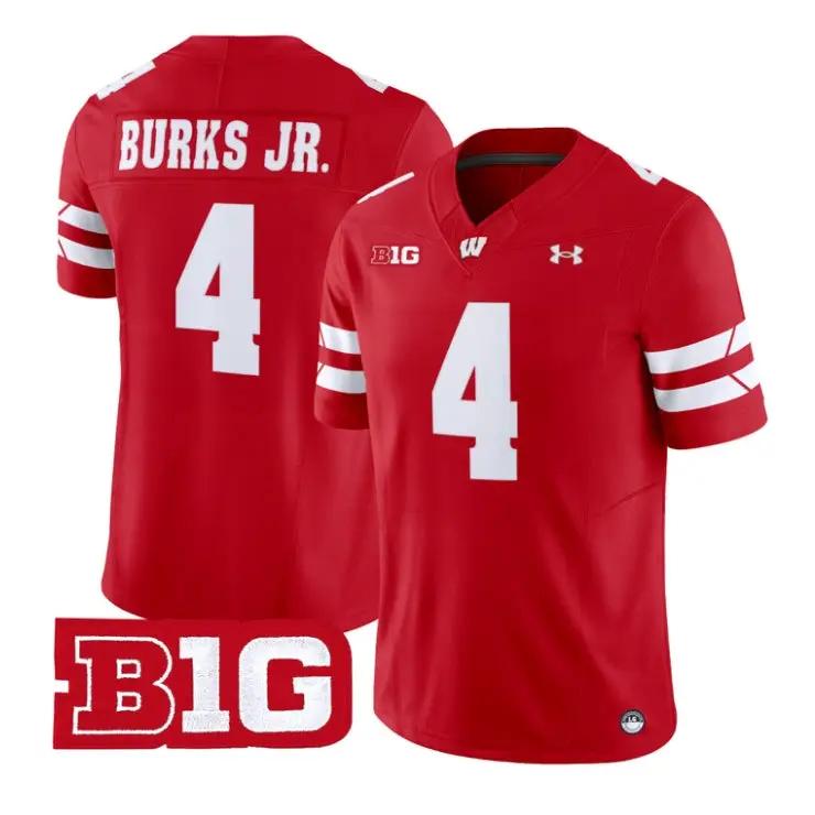 Marvin_Burks_Jr_Jersey_4_Wisconsin_Badgers_2026_Vapor_All_Stitched_Red - Malcom Terry Marvin Burks Jr Jersey #4 Wisconsin Badgers 2026 Vapor All Stitched by My Store NCAA Football Jerseys